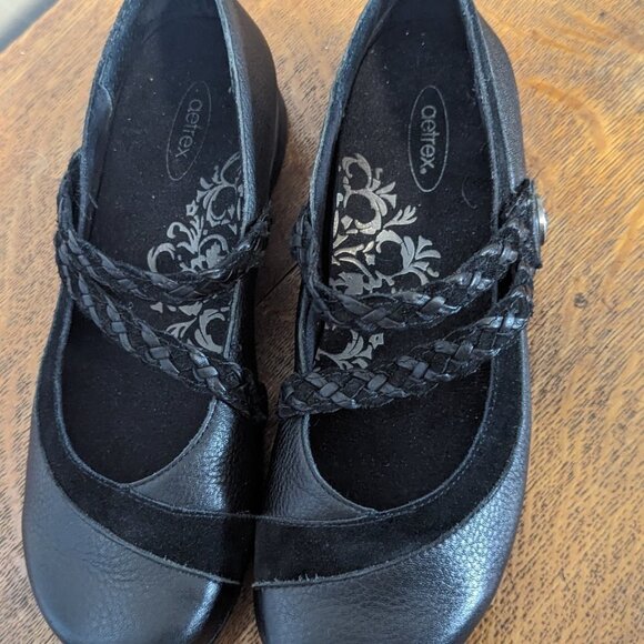 Aetrex Ada Braided Mary Jane Pebbled Leather Orthopedic Shoes Academia Boho - Picture 6 of 9